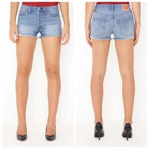 Levi's 501 Button Fly Cut Off Mom Denim Jean Shorts Size 28